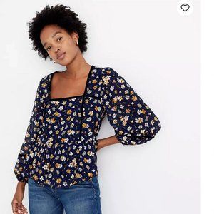 Madewell Velvet-Trimmed Square-Neck Top in Petal Party